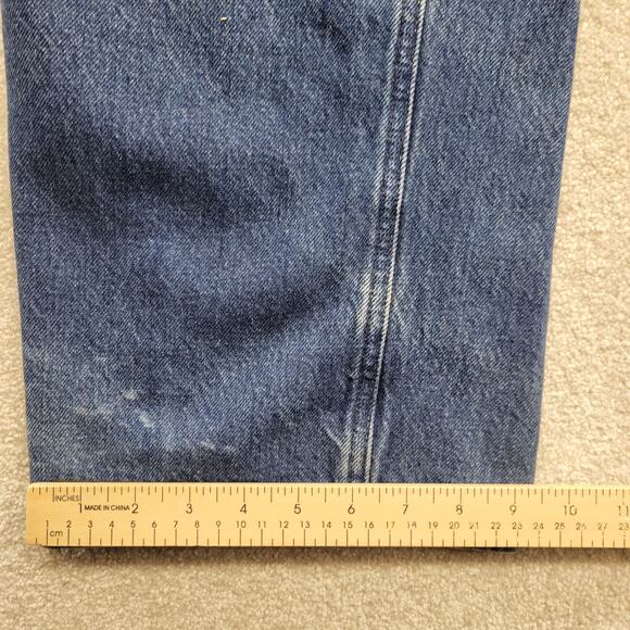 Vintage Distressed Carhartt Jeans Men’s 44x34 Relaxed Denim Leather Patch - Picture 6 of 9